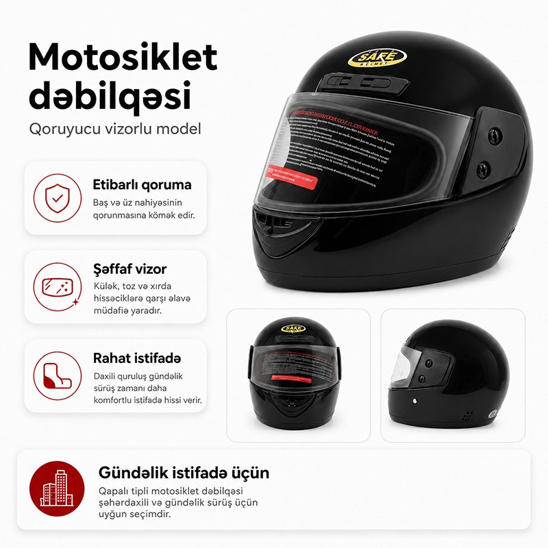Motosiklet üçün tam üzlü kask